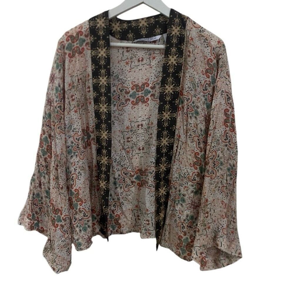 Michael stars, one-size-fits-all, kimono, brown, white, wide sleeves